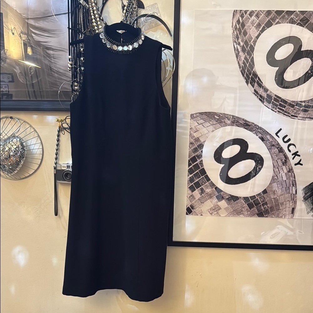 Shoshanna Black Embellished Halter Midi Dress